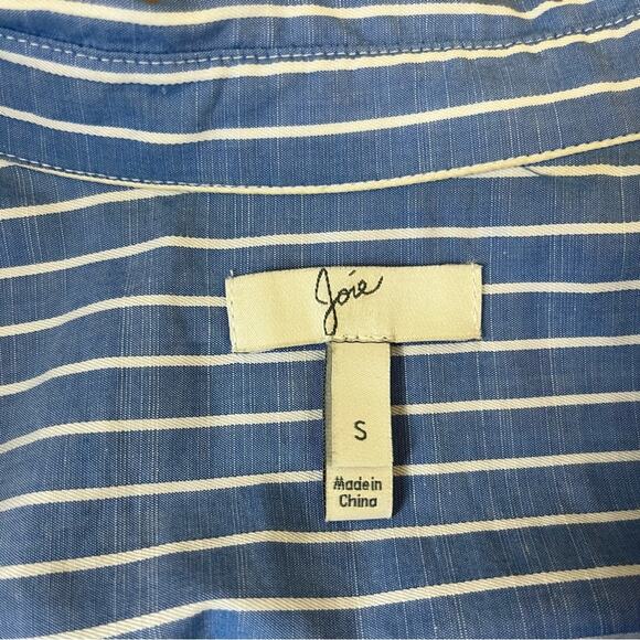 Joie Blue Stripe Boxy Button Down Top - Picture 8 of 9